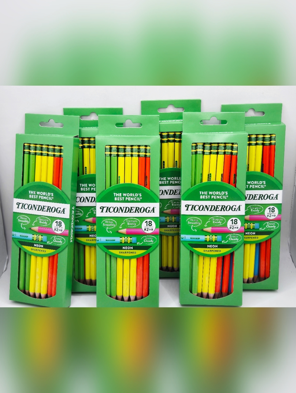Ticonderoga Neon #2 Pencils 108 Count Pre-Sharpened w/ Erasers 18 Pack x6 New